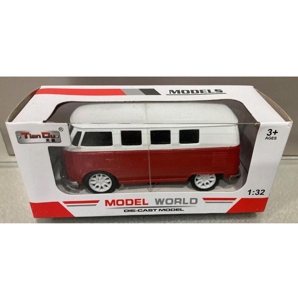 Tian Du Diecast VW Kombi T1 1:32 Red White Vintage Pullback Collectible Toy‎